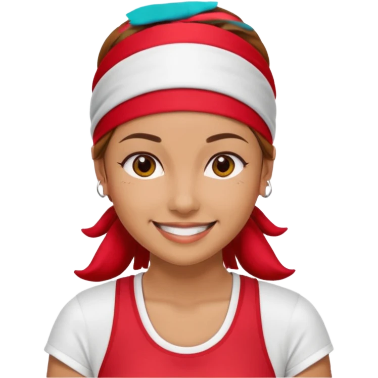 Woman with red headband and sporty outfit emoji