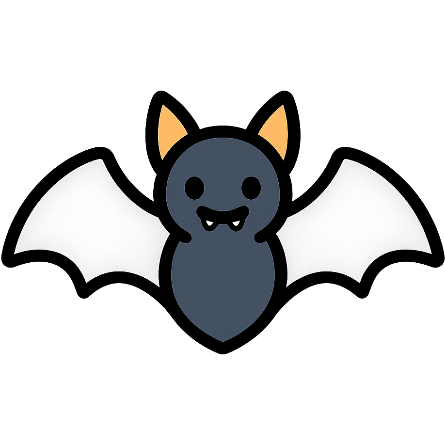 color outline icon of a bat emoji