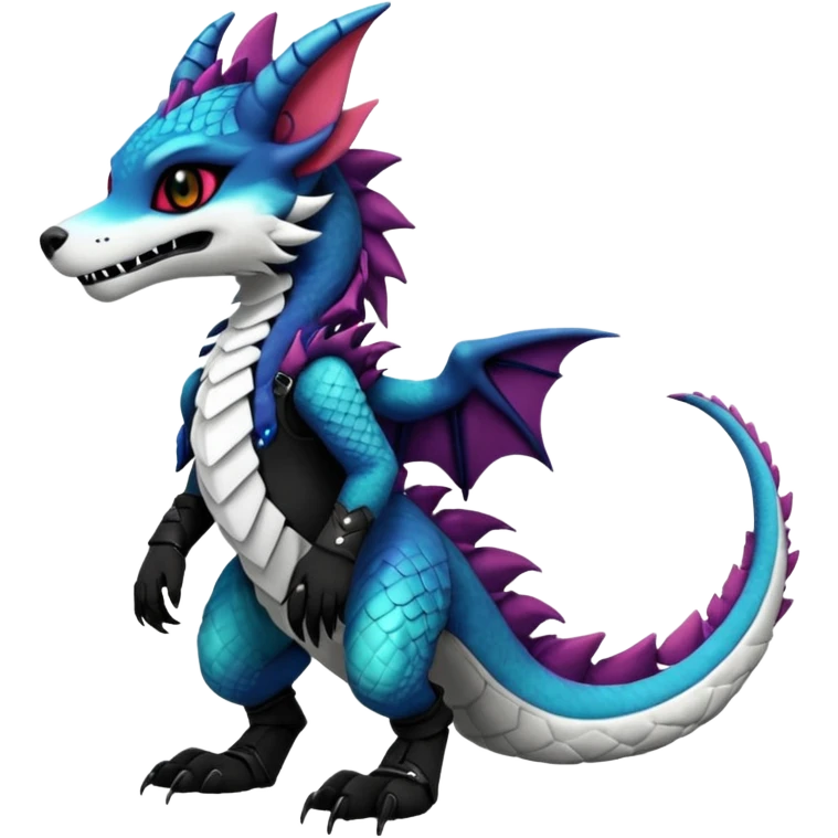 Cool gothic cute badass Scaley cyber-Vernid-Protogen-Primagen-Dutch-Angel-Dragon-Sergal-Trico-Fursuit-furry-fursona emoji