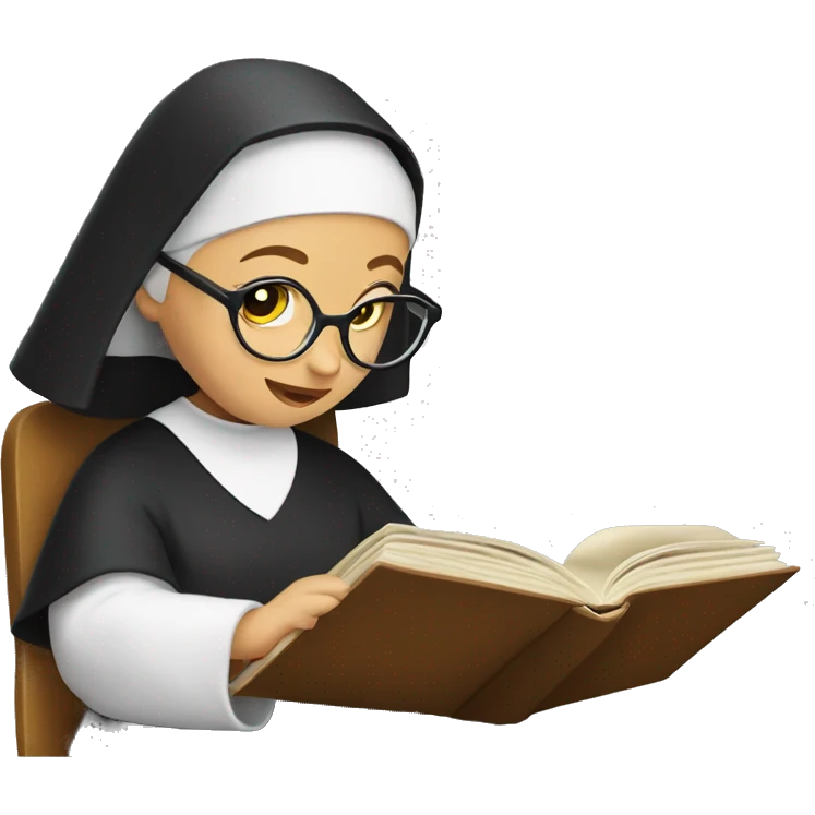 catholic nun reading book  emoji