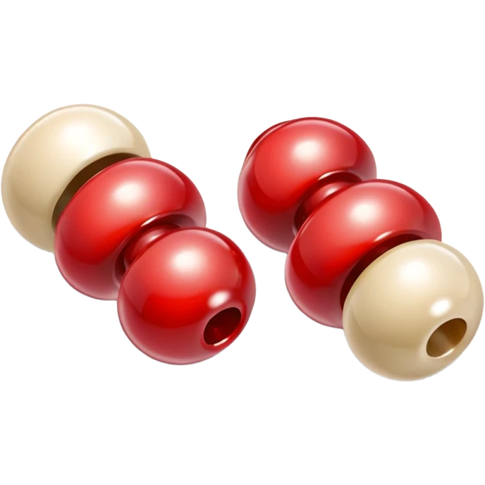 a pair of magatama (comma-shaped jewel beads) on top of one another in red and beige isometric view emoji