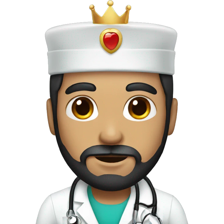 male doctor with black beard and a crown emoji