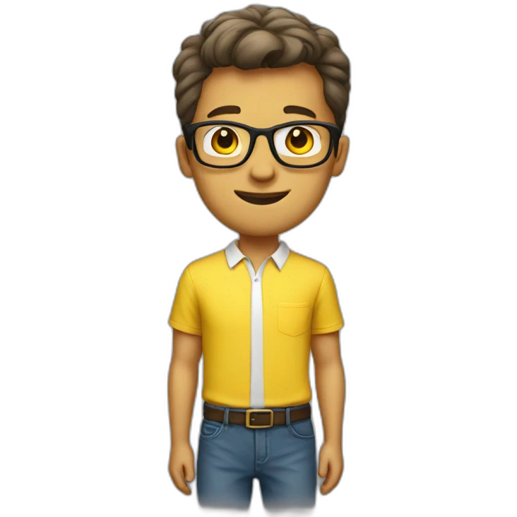 a white nerd wearing a yellow shirt emoji