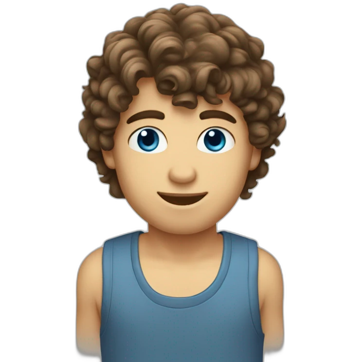 boy-short-fringe-and-slightly-curly-brown-mullet-hairstyle-blue eyes emoji