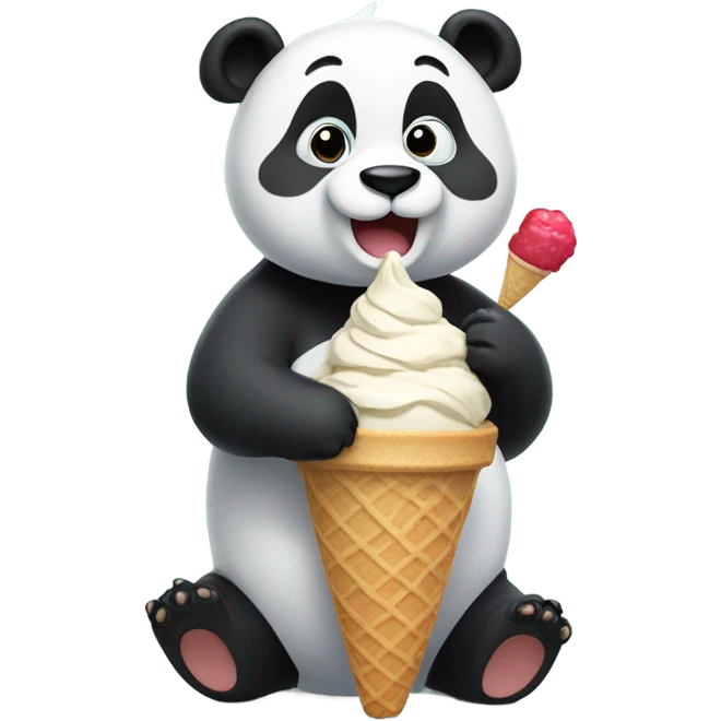 Panda eating ice cream emoji
