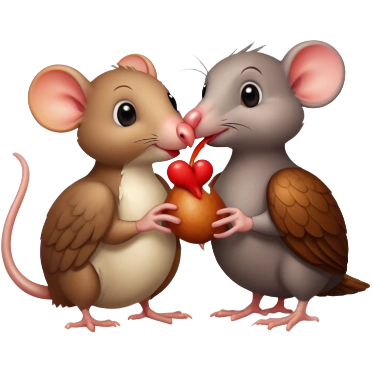 rat and turkey kissing emoji
