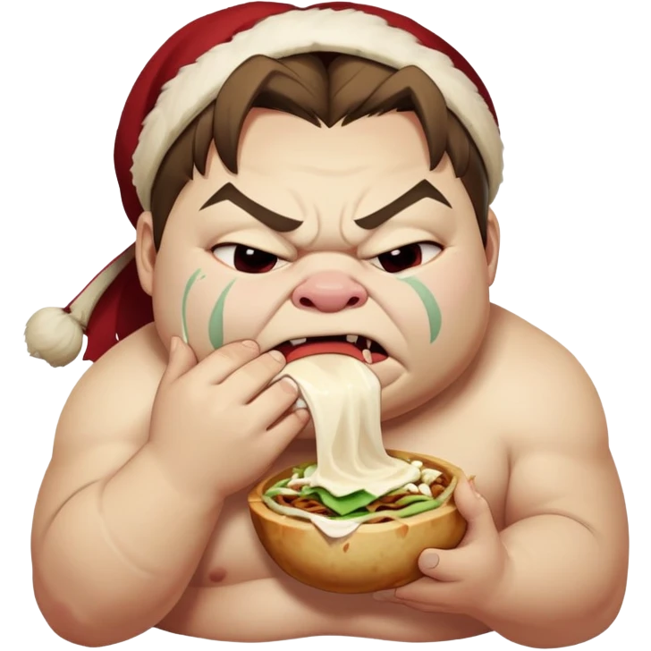 Pudge from dota 2, cries and eats shawarma emoji