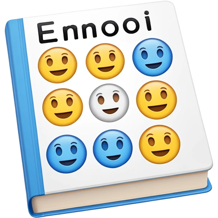 A textbook with the word 'emoji' written on the cover emoji