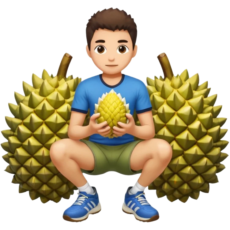 kneeling on durian with the durian below the knee emoji