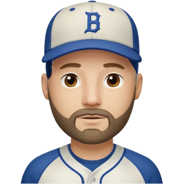 Man with bald head and beard wearing a baseball cap emoji