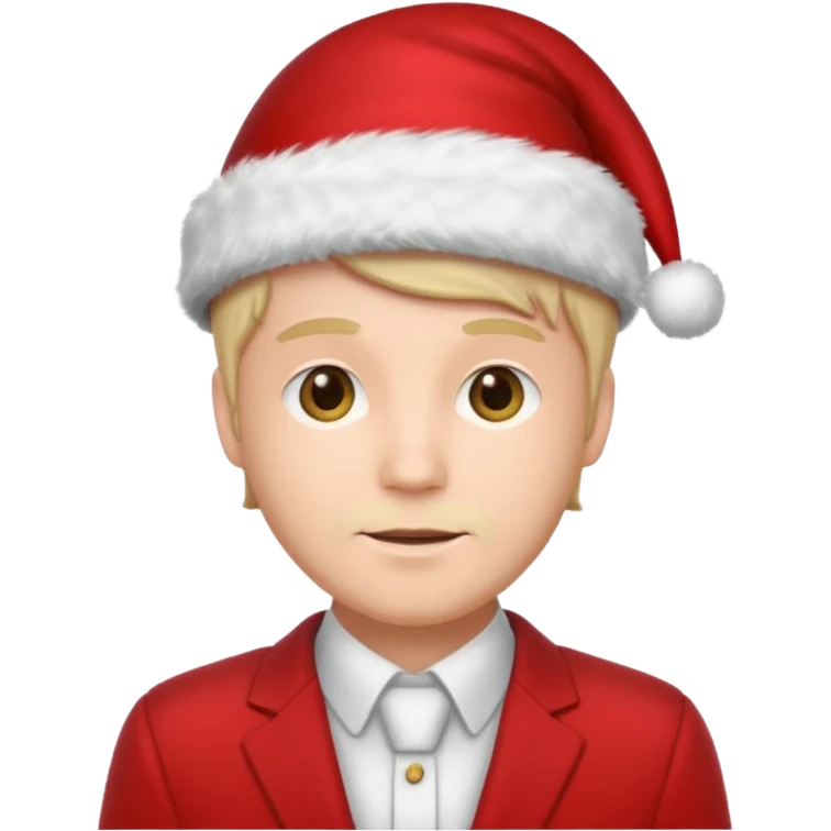 a man in red suits with christmas hat emoji
