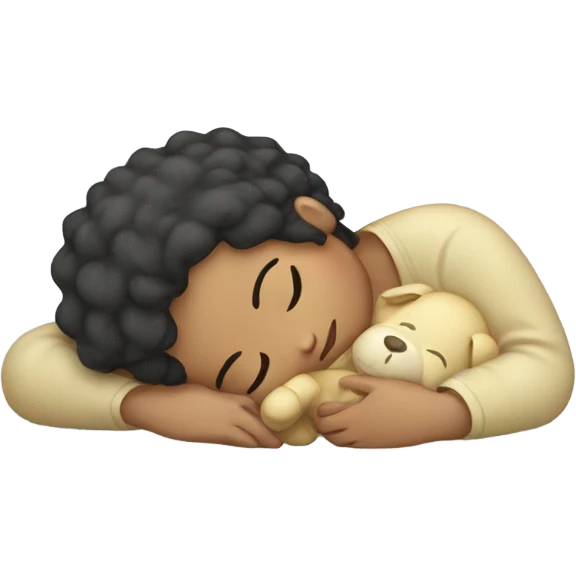 chinese hair sleeping with a stuffed animal emoji