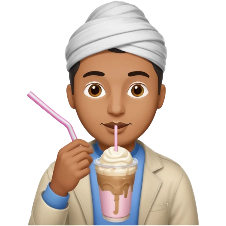 muslim man drinking milkshake emoji
