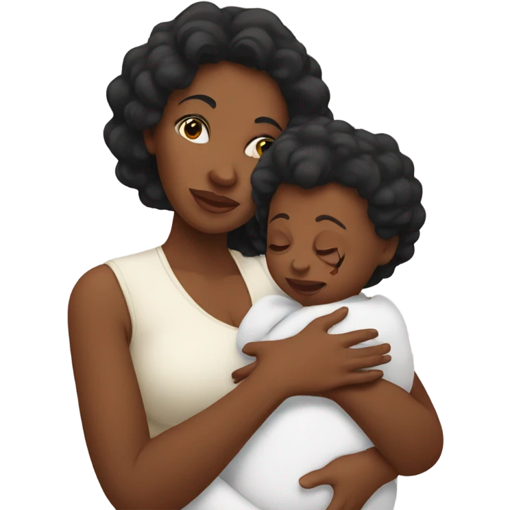 Black mom holding newborn son  emoji