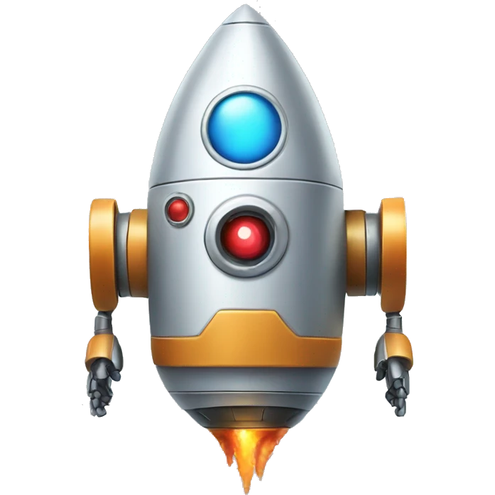 robot that is rocket ship emoji