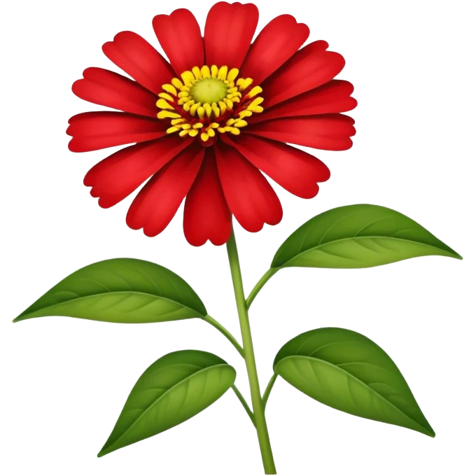single red Yellow Zinnia, straight stem emoji