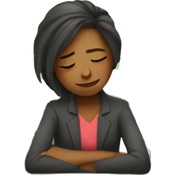Tired woman teacher needs a nap at her desk in elementary classroom emoji