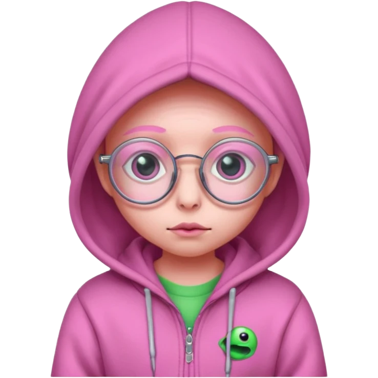 Aliens Pink, hoodie, cute big eyes, glass emoji