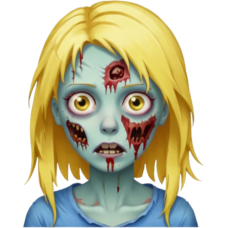 zombie girl yellow hair and blue eyes emoji