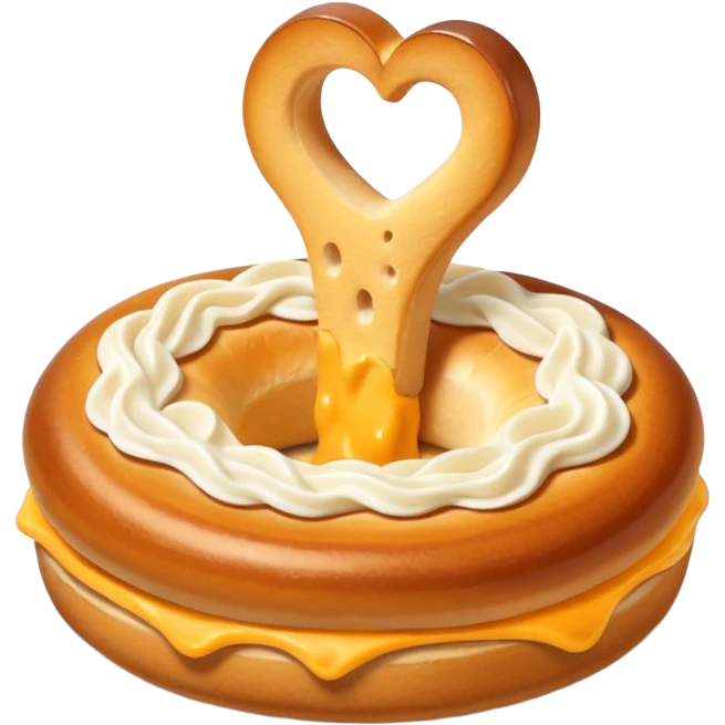 Isometric laugenbrezel with cheese topping, golden brown, soft shadows emoji