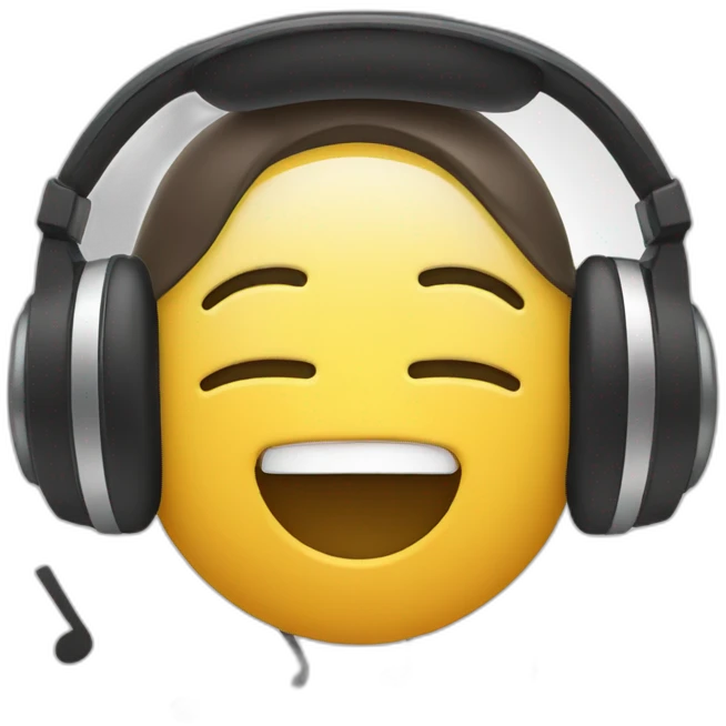 person singing with headphones and music notes emoji