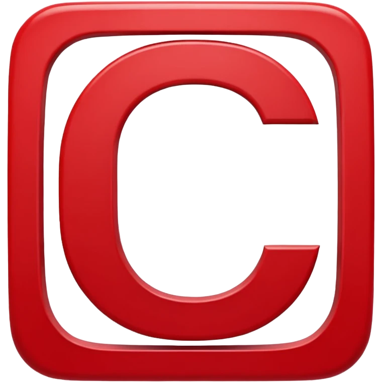 A bold white capital letter C inside a red rounded square, flat emoji design, shiny light reflection, in the same style as the 🅱️ emoji, transparent background, the letter C is large and centered emoji