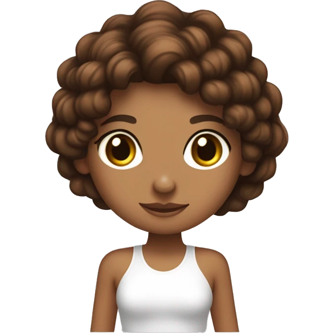 Haz a una chica de piel morena, hoyuelos y cabello corto marrón abrazando a una chica de piel blanca con pelo marron emoji