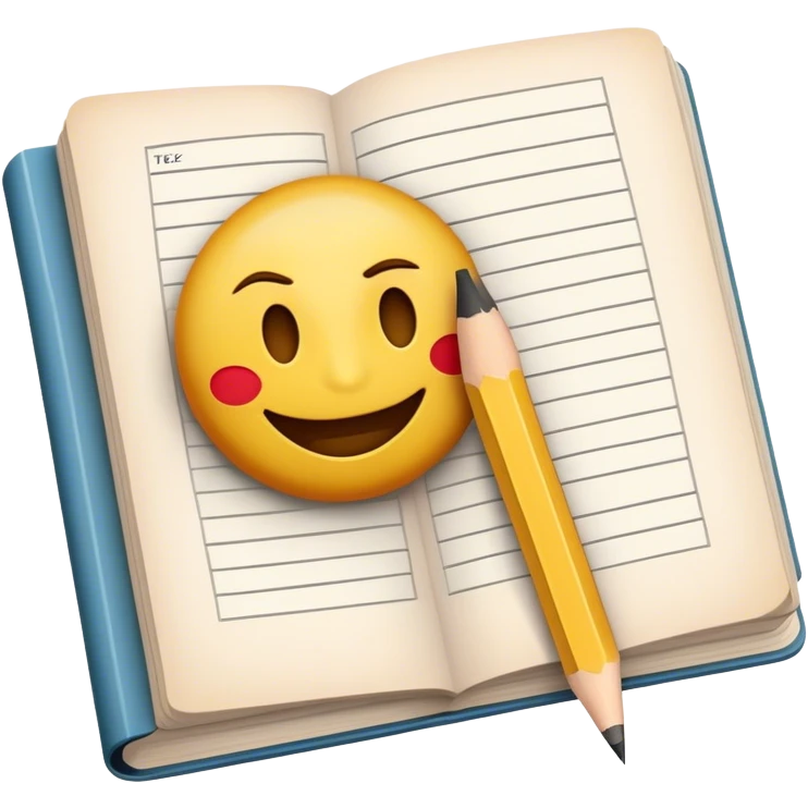Create a detailed emoji representing the process of writing texts for comic books. The design should feature a large, open comic book with vintage comic strips visible on its pages. A pencil should be shown writing text on one of the comic panels, but without a hand. The pencil should appear as though it is actively creating the dialogue or narration. Use a classic color palette with muted tones for the comic book and brighter accents on the pencil to draw attention to the writing process. Do not include any emojis or smiley faces. Make the background transparent. emoji