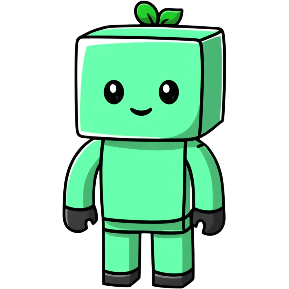 Cute Roblox character with square head emoji