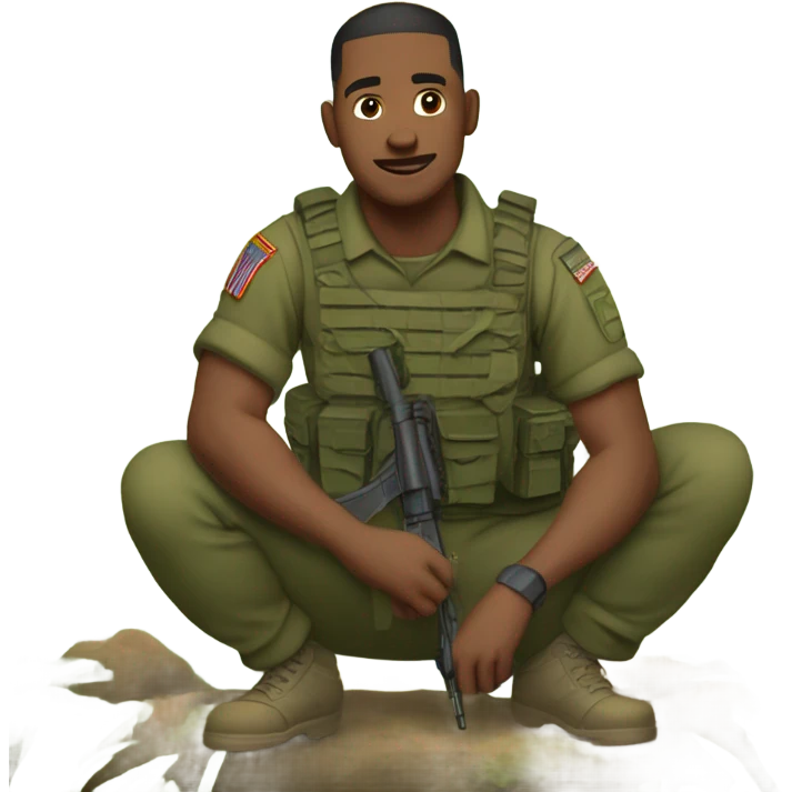 Army man squatting in the woods emoji