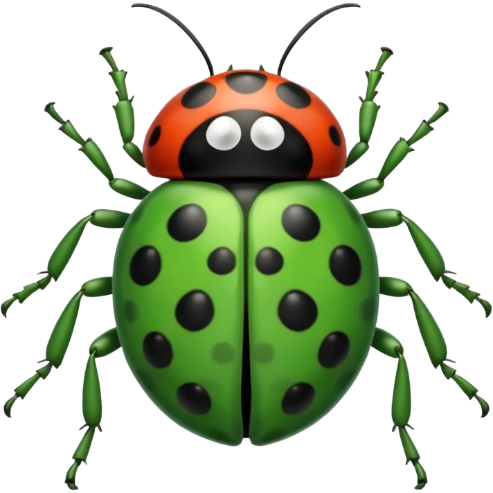  cute GREEN lady bug, 4 LEGS emoji