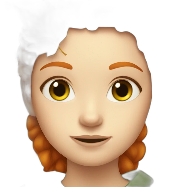 Ginger girl with fall leaves and green eyes emoji