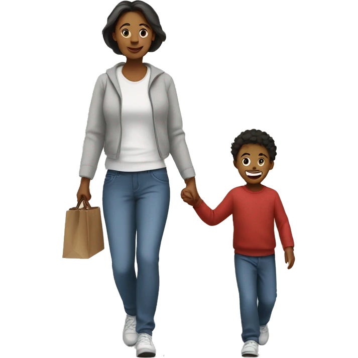 mom and son walk emoji