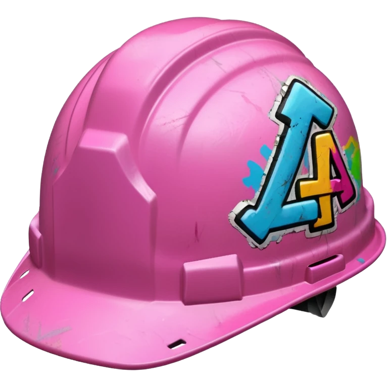 pink hard hat with graffity emoji