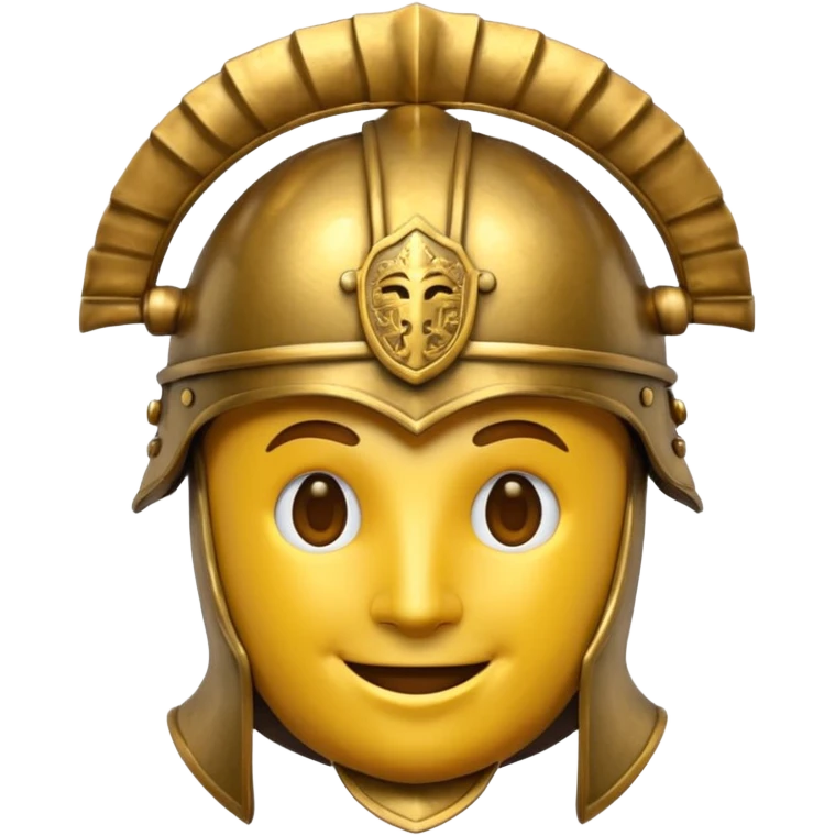 round emoji head with roman empire knight helmet emoji