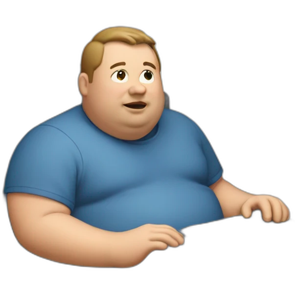 fat man using a computer emoji