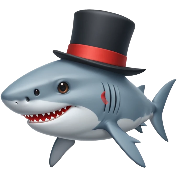 Shark with a top hat emoji