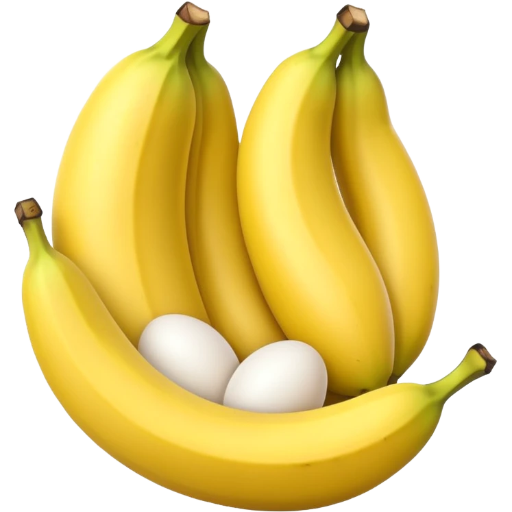 A banana standing between two eggs emoji