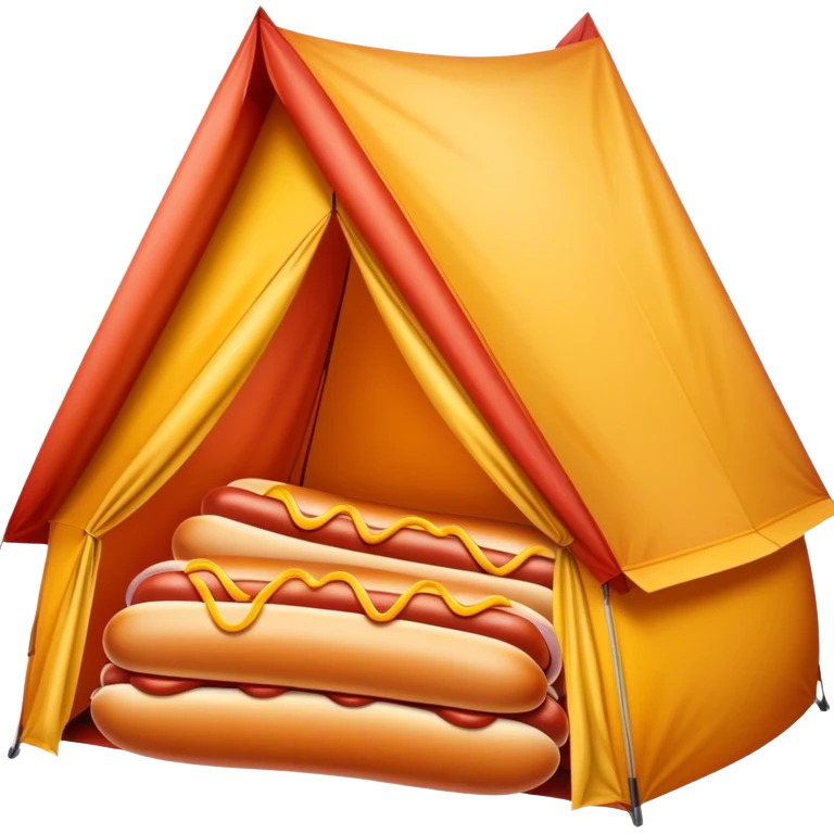 camping tent made of hot dogs emoji