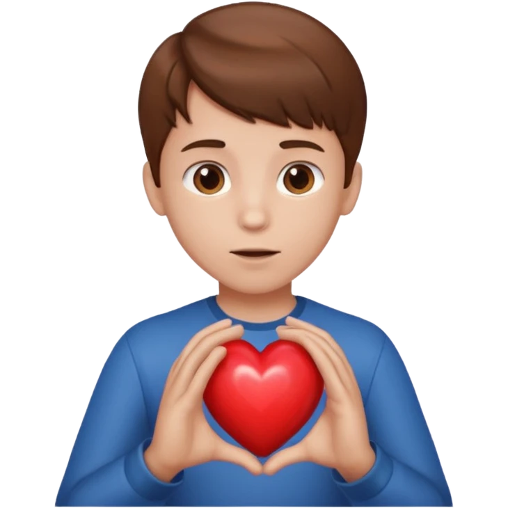 Boy taking his heart and throws it and it gets bigger and bigger emoji