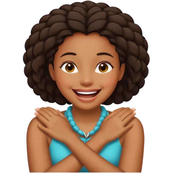 black girl crossing hands around neck laughing  emoji