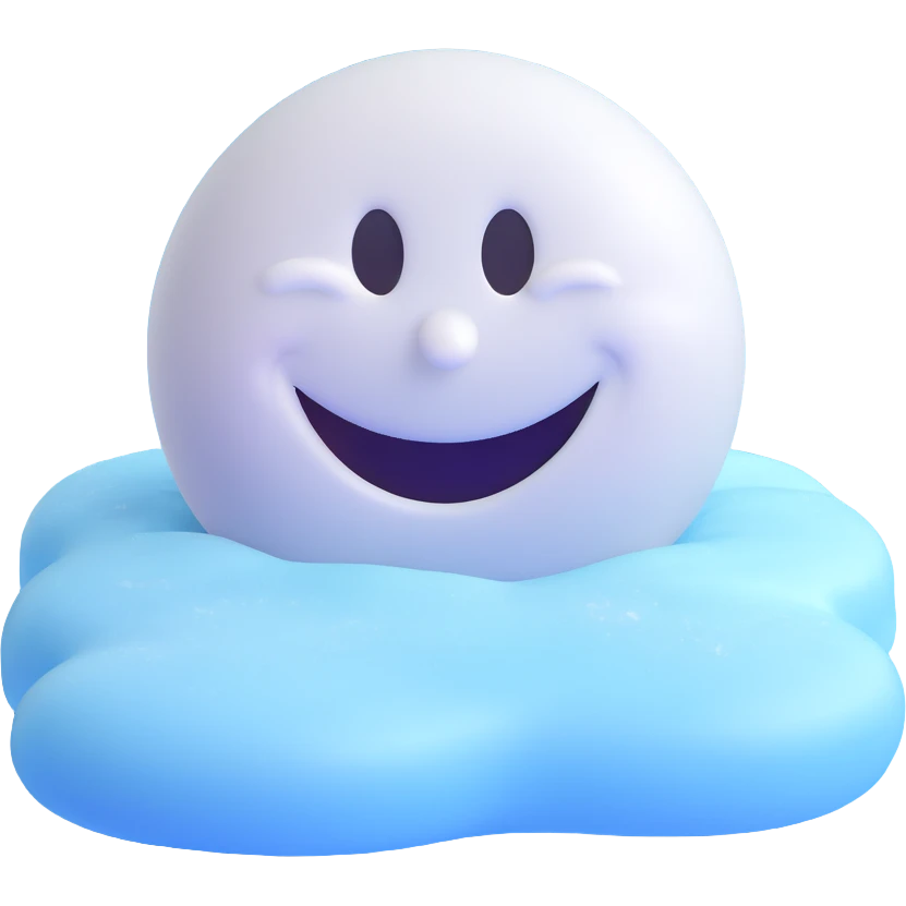 frozen smiley face sleeping, frosty surface, icy blue emoji