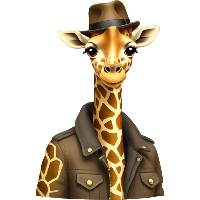 Giraffe with hat and jacket emoji