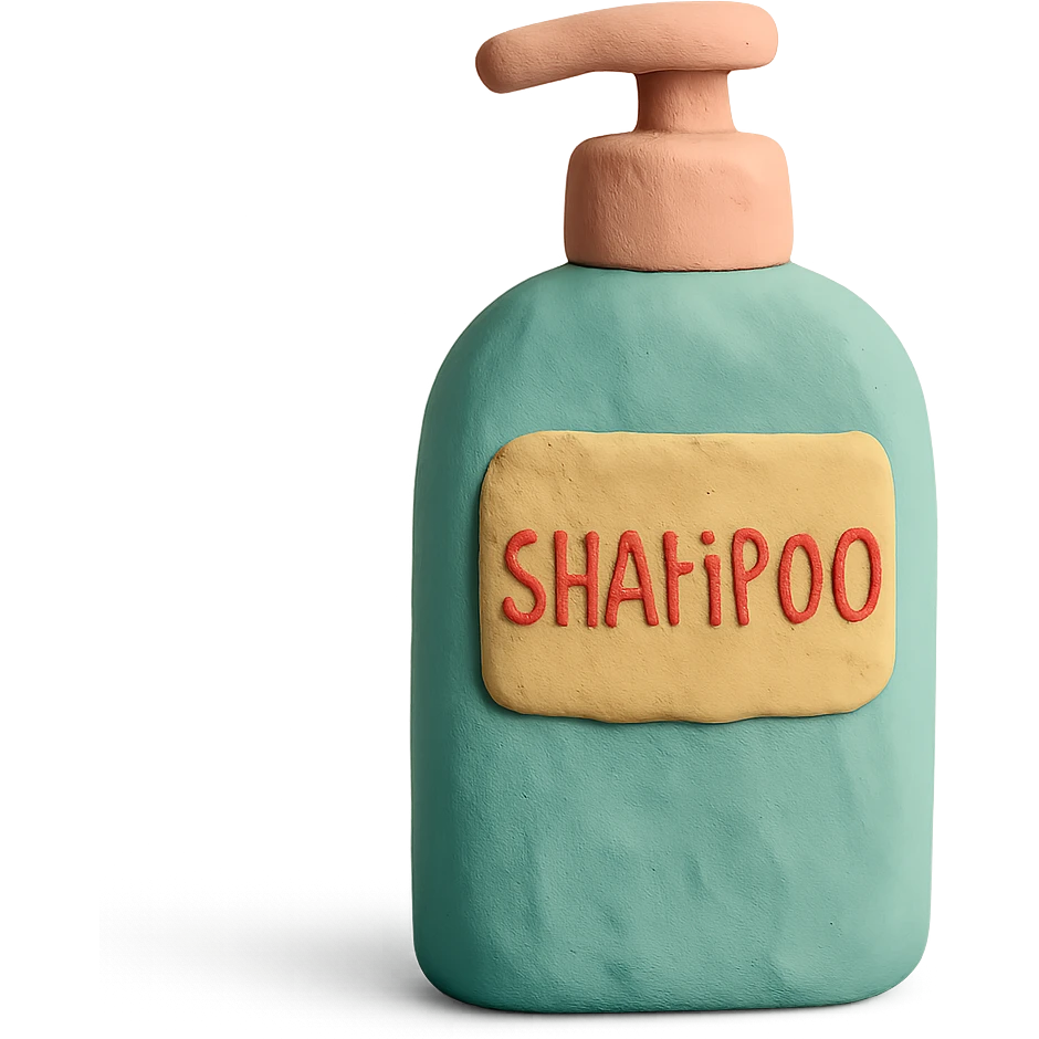claymation style shampoo bottle, pastel colors emoji