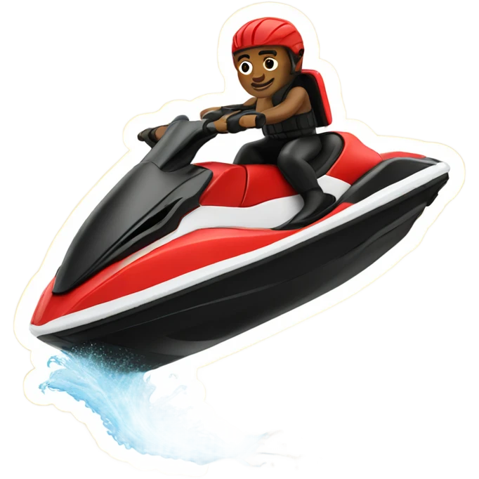 Man riding on a red and black Jetski emoji