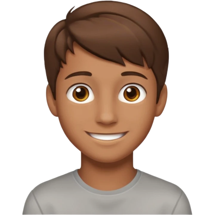Illustrated emoji of a teen boy with brown hair and brown eyes emoji