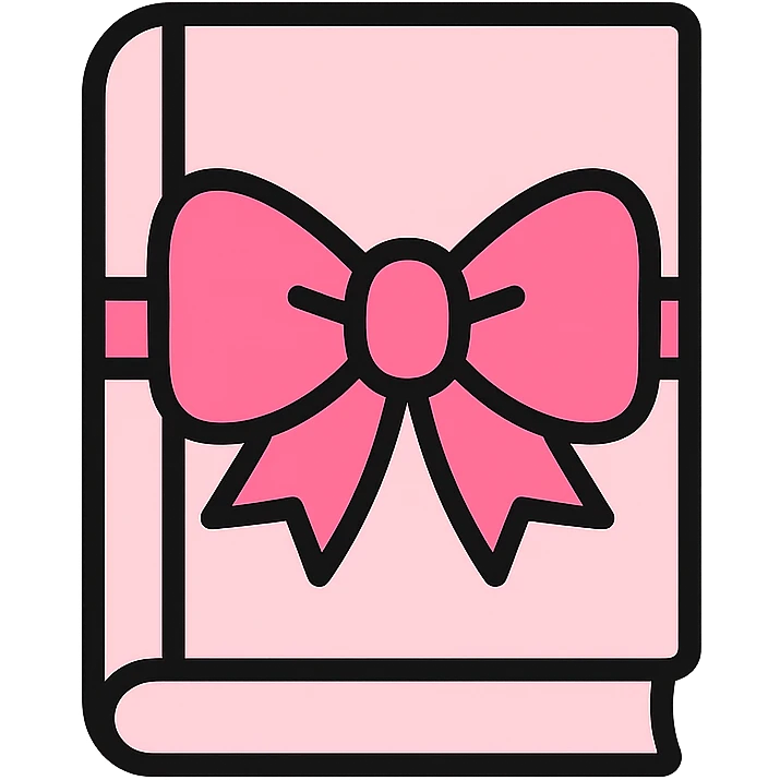 light pink book with a pink bow icon emoji