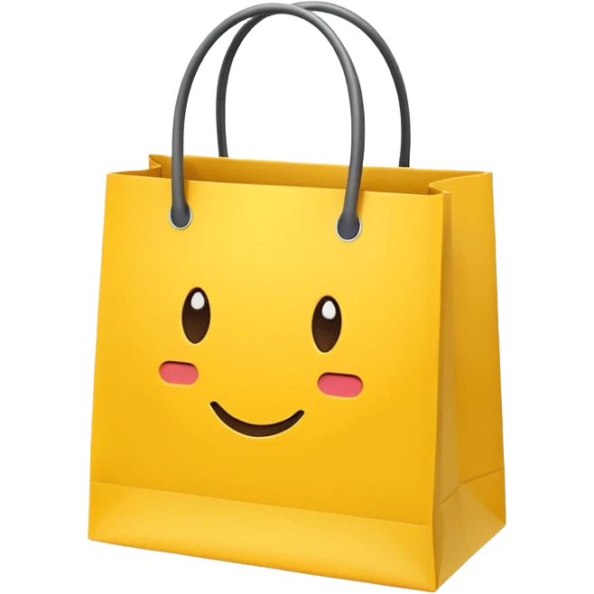 Turn this yellow shopping bag into a single flat emoji.
Keep the bag shape and yellow color.
Remove all text and details.
Simple, cute, Apple-style emoji.
Transparent background. emoji