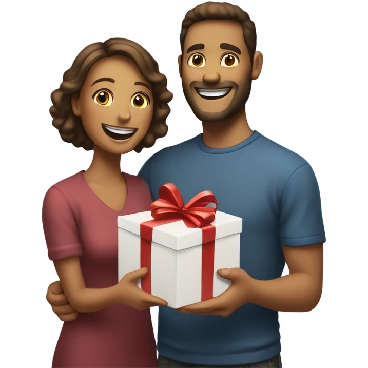apple style emoji: Man giving woman a gift emoji