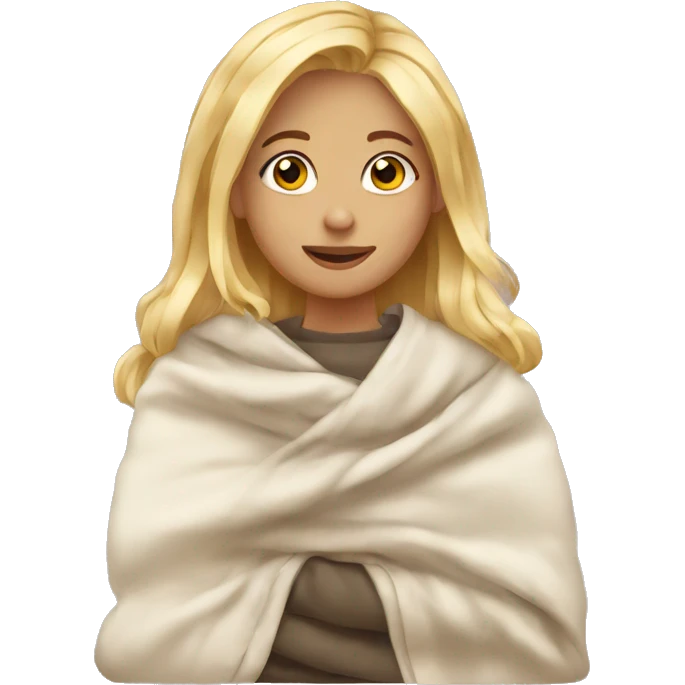Cozy blanket blonde girl  emoji